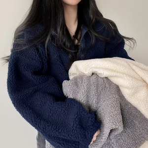Women's Short-Length Stand Collar Warm Faux Shearling Coat Autumn/Winter Style Loose <b>Zipper</b> Cardigan Top Fashion - Product Image 6