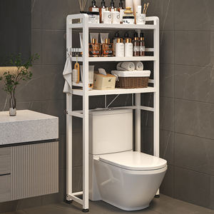 Nuevo estante de inodoro de 3 capas para el hogar de metal, <span class=keywords><strong>lavadora</strong></span> de ancho escalable, soporte de almacenamiento superior, suministros de baño, estante de organización - Product Image 3