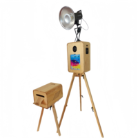 Photomaton vintage en bois double face avec support d'imprimante identique, miroir en bois pour appareil photo reflex numérique avec flash Godox