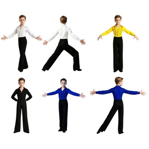 Conjunto de Ropa de Baile de Salón para Niños, Camisa con Volantes y Pantalones Acampanados, Traje para Competencia de Baile Latino - Product Image 1