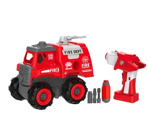 educational play 2.4G 2 in 1 assemble toys rc fire truck for sale