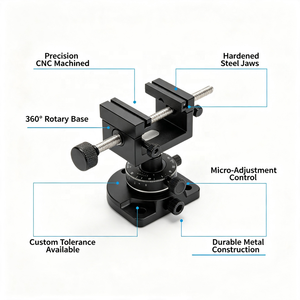 Étau de montage de mouches usiné CNC de précision, étau de montage de mouches en métal sur mesure pour la fabrication de leurres de pêche, mâchoires en acier trempé, base rotative - Product Image 3