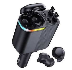 Cargador de Coche con Auriculares Bluetooth para Llamadas, Cargador de Coche de Carga Rápida de <span class=keywords><strong>120W</strong></span> con Luz Ambiental de Cielo Estrellado - Product Image 1