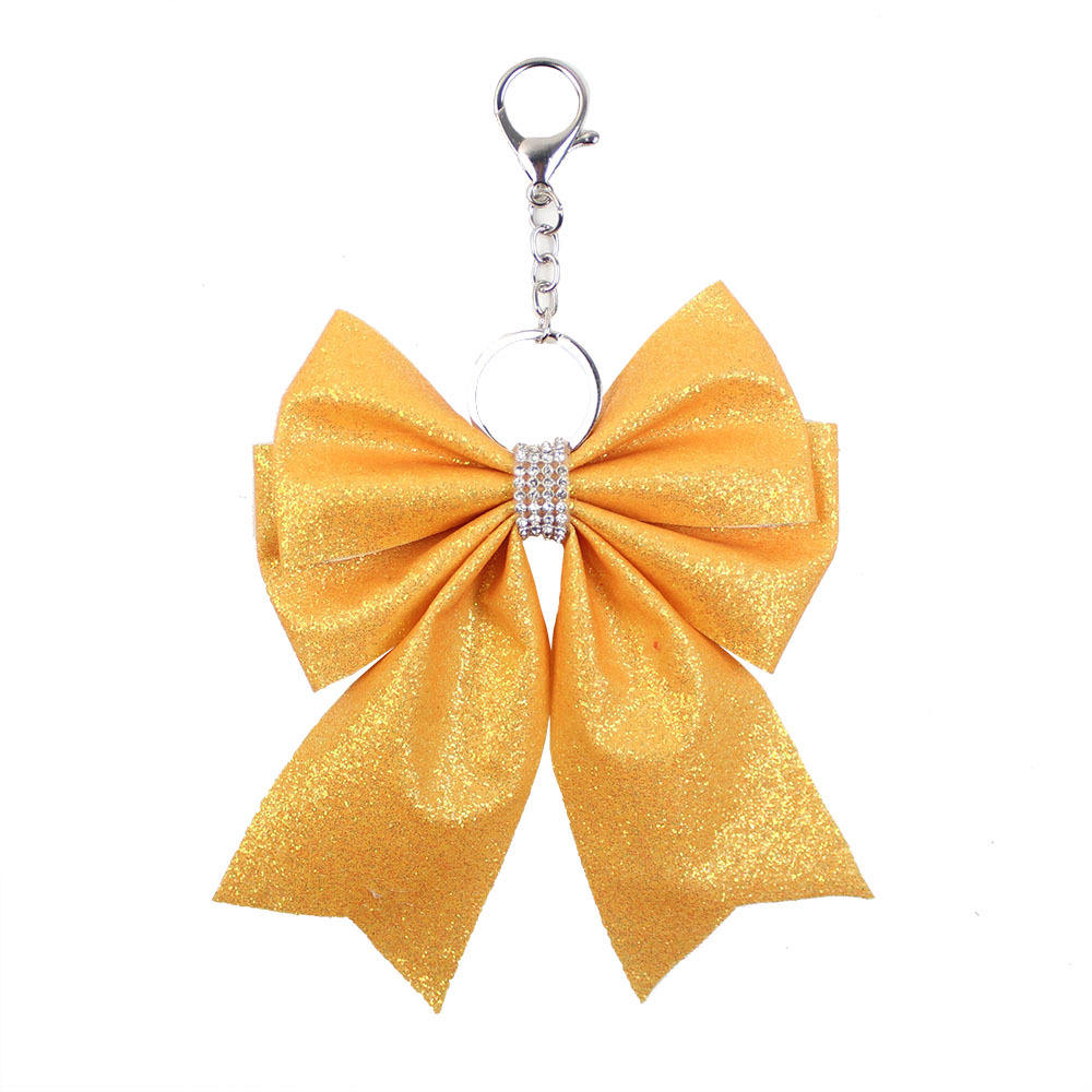 16CM Fashion Sparkling Glitter Cheerleading Bows Keychain