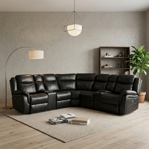 Canapé sectionnel électrique moderne en cuir, design semi-circulaire, mobilier de salon avec éclairage LED et ports USB - Product Image 2