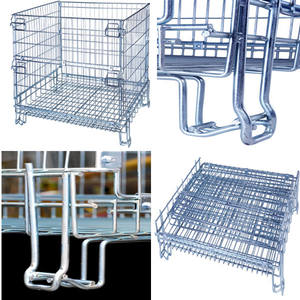 Cage de stockage pliable Conteneur de stockage en acier galvanisé Poubelle à cage en métal conforme à l'UE avec porte verrouillable - Product Image 3