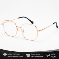 Lunettes rondes carrées en métal doré pour femmes et hommes, lunettes de lecture pour ordinateur, plaquettes de nez réglables, anti-lumière bleue UV400 OEM