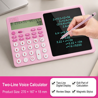 Tablette d'écriture numérique LCD rose avec calculatrice vocale, bloc-notes numérique ABS pour bureau, comptabilité, école, logo personnalisé