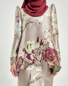 SIPO Eid Nouvelle Collection Modeste Ensemble Baju Kurung pour Femmes Musulmanes Tissu en Dentelle Chinois Service OEM Broderie Florale - Product Image 4