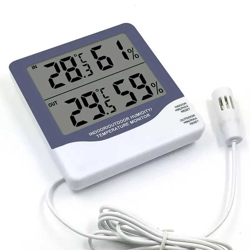Indoor Outdoor High-definition Dual Temperature Double Humidity Digital Thermometer with LCD Screen