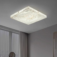 Décoration intérieure moderne, minimaliste, luminaire de plafond carré rond en cuivre, marbre d'alabâtre blanc naturel, salon, chambre à coucher