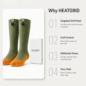 Chaussettes chauffantes <span class=keywords><strong>Bluetooth</strong></span> rechargeables pour l'hiver, le snowboard, le ski, la randonnée, antidérapantes, respirantes, Coolmax, patchwork décontracté - Product Image 3