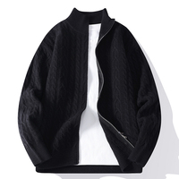 Herren Herbst-Winter Anpassbare Strickpullover Einfache Lässige Jacquard-Reißverschlussjacken Stehkragen-Mäntel Dick und Warm