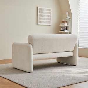 Modern Two Seat Square Fabric KD <b>Sofa</b> Set In Stock Cushion Back Upholstered Easy-Install <b>Wooden</b> <b>Frame</b> Villa Apartment - Product Image 4