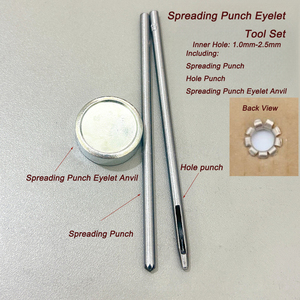Juego de Herramientas para Colocar Ojetes Pequeños, Punzón Rizado de 1.0/1.5/2.0/2.5mm sin Arandela para Ropa de Muñecas y Manualidades DIY (Kit de Punzones Metálicos) - Product Image 3