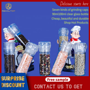 Botol Bumbu Kaca Grosir, Stoples Dapur, Penggiling Garam & Merica Manual, Pengocok Garam dan Penggiling Merica dengan Tutup Penggiling Plastik - Product Image 4