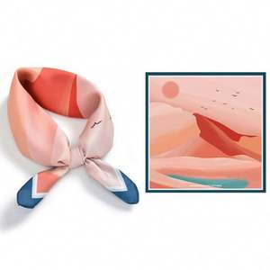 Pañuelo de Seda Cuadrado Pequeño y Elegante de 53 cm para Mujer, Accesorios de Ropa, YHK0063, Venta al Por Mayor Personalizada - Product Image 6