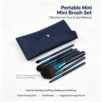 Nuevo Producto: Set de 7 Brochas de Maquillaje Azules para Viaje con Estuche, Mini Set de Brochas de Varios Tipos para Rostro y Ojos
