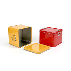 Boîte en <span class=keywords><strong>métal</strong></span> vide carrée vide bon marché de couleur bleue pour biscuits, bonbons et chocolat avec boucle - Product Image 3