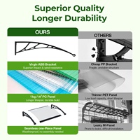 Auvent en polycarbonate creux avec support ABS antirouille pour entrée d'hôtel