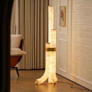 Lámpara de Pie LED de Latón y Alabastro, Estilo Italiano Minimalista de Lujo, para Sala de Estar, Dormitorio, Villa, Hotel, Proyecto, Lámpara de Columna Escultural - Product Image 2
