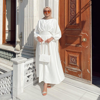 Vêtements ethniques de prière islamique traditionnelle de qualité supérieure Dubaï musulman Ramadan arabe blanc taille haute Abaya Hijab Robe Robe pour femmes