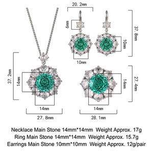 Fashion Eco-friendly Copper Jewelry for Women High Quality Set 14-10mm Paraiba Green Zircon Premium Delicate Matching Set - Product Image 6