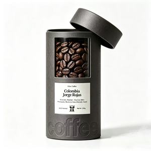 Eco-Friendly Kraft Paper Coffee Tube With Gold <b>Foil</b> Design Recyclable Cylindrical Canister For Coffee Beans Storage - Product Image 2