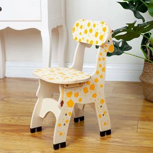 Silla de Madera para Niños Fácil de Montar, con Diseño de Jirafa, para Interiores - Product Image 1