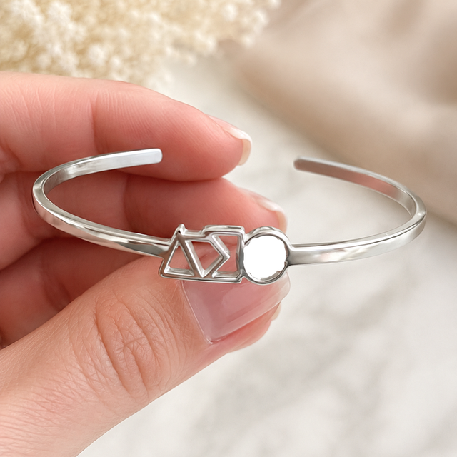 Personalized Custom Stainless Steel Greek Letter Delta Women Bangles Sorority Lady Group Party Gifts Jewelry Wholesale