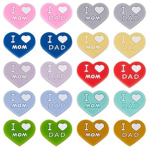 <span class=keywords><strong>Perles</strong></span> en silicone de qualité alimentaire en vrac pour sucettes de bébé, <span class=keywords><strong>perles</strong></span> de dentition double face avec <span class=keywords><strong>lettres</strong></span> DAD MOM, multicolores, pour la vente en gros - Product Image 3