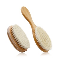 Vente en gros Brosse à cheveux légère en bois de bambou pour bébé en poils de chèvre de haute qualité, respectueuse de la peau