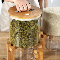 Stoples Penyimpanan Kaca Besar untuk Beras, Makanan Kering, Kacang-kacangan, Dispenser Kopi Biji-bijian