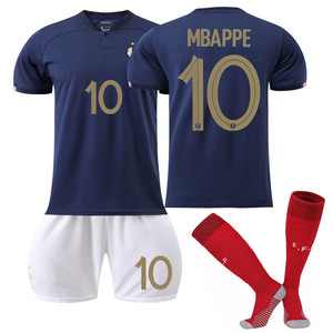 Maillots de football sublimés pour la Coupe du Monde : Argentine Messi N°10, Brésil Neymar, France Mbappé, Portugal – Hauts et shorts imprimés - Product Image 2
