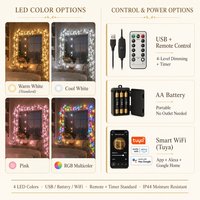 Guirnalda de Luces LED Willow Vine de 1.9M, 96 LED, IP44 Resistente a la Humedad, Control Remoto USB, Atenuación, Color de Hojas Personalizable, Longitud Ajustable, Decoración de Espejos, OEM