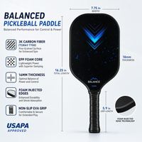 Raquette de pickleball robuste à construction monobloc Propulsion Core, épaisseur 16 mm, noyau 14 mm, carbone 3K, forme allongée