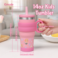 Bouteille d'eau réutilisable écologique de 14 oz pour enfants, gobelet isotherme en acier inoxydable avec couvercle à paille pour la maternelle