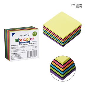 Blocco note 50x50mm 250FF mix fluorescente e nero-accessori per ufficio - Product Image 1