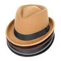 Chapeau en feutre unisexe, Style short, de couleur Pure, en laine, en feutre, Borsalino Jazz Fedora, avec ruban noir, pour fête des pères