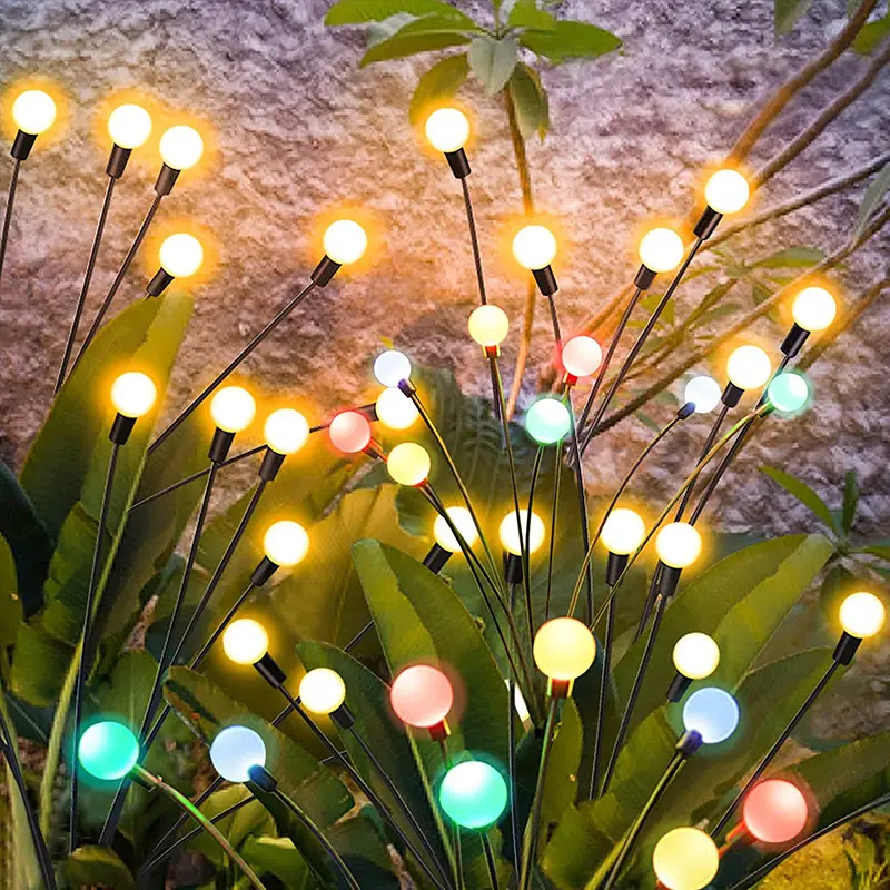 6/رؤساء مصابيح LED تعمل بالطاقة الشمسية ضوء يتأرجح النار للماء ضوء الحديقة في الهواء الطلق