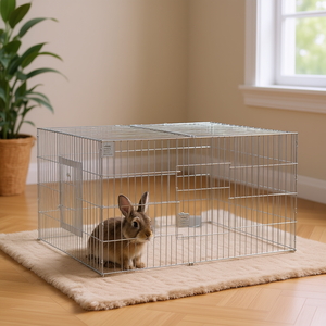 <b>Rabbit</b> <b>Cage</b> <b>Large</b> Silver Galvanized Iron Durable Pet <b>Cage</b> <b>Indoor</b> Use - Product Image 2