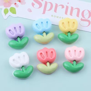 2024 nuevo diseño 100 piezas efecto brillante parte posterior plana resina flores rosa girasol tulipán para recuerdos artificiales decorativos - Product Image 2