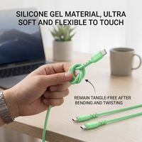 Cable USB C a USB C de Silicona Líquida de 60 W, 3 A, Carga Rápida, Cable de Sincronización de Datos para Teléfono, Tableta y Portátil
