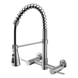 Modern 3 Hole Kitchen Faucets 2 Handle Faucet Kitchen Bridge Stainless Steel Faucet Mixer Tap