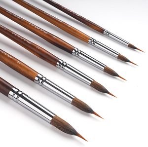Giorgione Custom Logo 6 pz professionale <span class=keywords><strong>acquerello</strong></span> pennello allungata ago punta Sable <span class=keywords><strong>per</strong></span> il corpo <span class=keywords><strong>per</strong></span> dettagli fini - Product Image 2