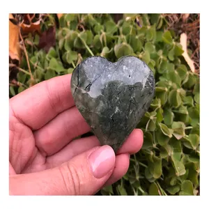 Prehnite Puffy Heart with Natural Druzy Holes Crystal Healing Stone Meditation Crystal Natural Stone