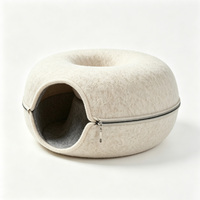 Lit pour chat Yangyangpet Donut en feutre écologique, tunnel pour animaux de compagnie à double usage, motif uni pour l'entraînement en intérieur des chatons