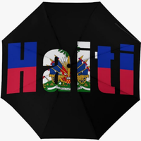 Paraguas con Diseño de Bandera Nacional de Haití y EE. UU., Resistente al Agua y al Sol, con Estampado Temático, Totalmente Automático