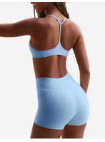 Nouvel ensemble de sport yoga jaune confortable au design personnalisé, soutien-gorge de sport et short trois-quarts à taille croisée pour le fitness, sensation Bttuer, vente chaude