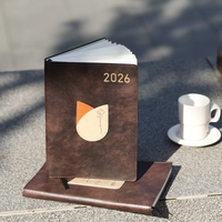 Carnet A5 en cuir PU à couverture rigide 2026, journal/agenda personnalisé avec logo, agenda anglais, papeterie de bureau, cadeau d'entreprise